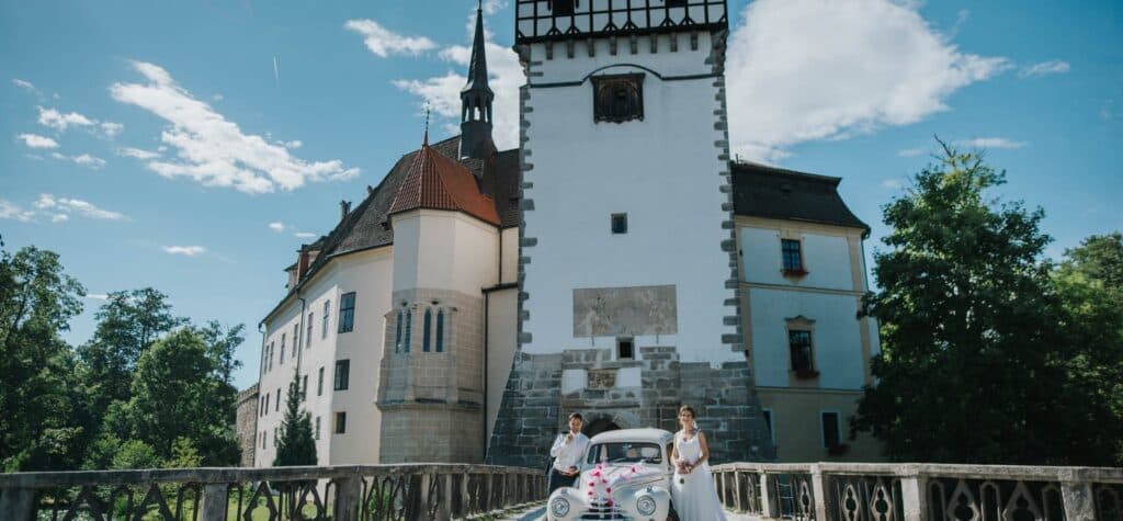Wedding ceremony in the castle park