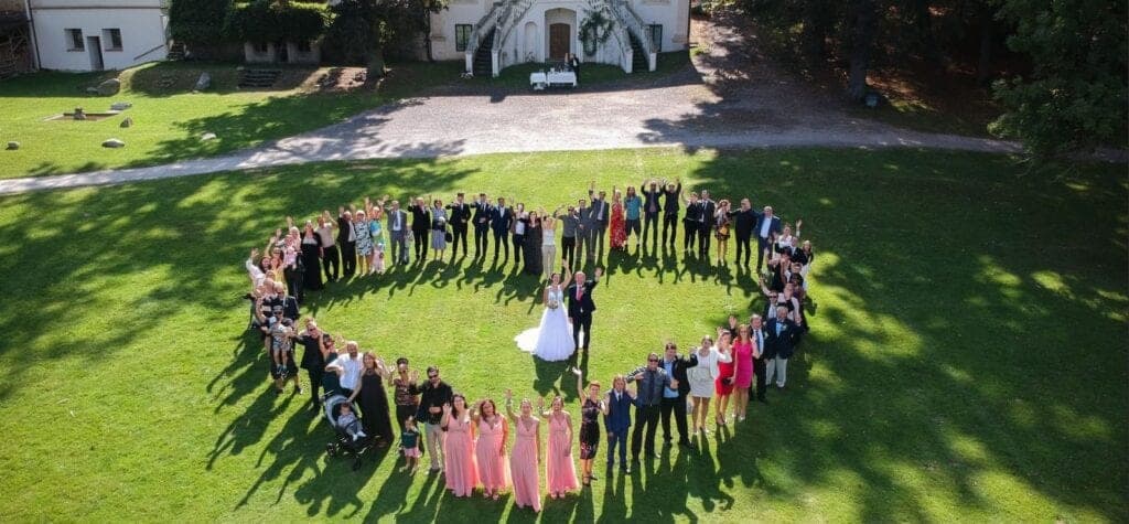 Wedding ceremony in the castle park