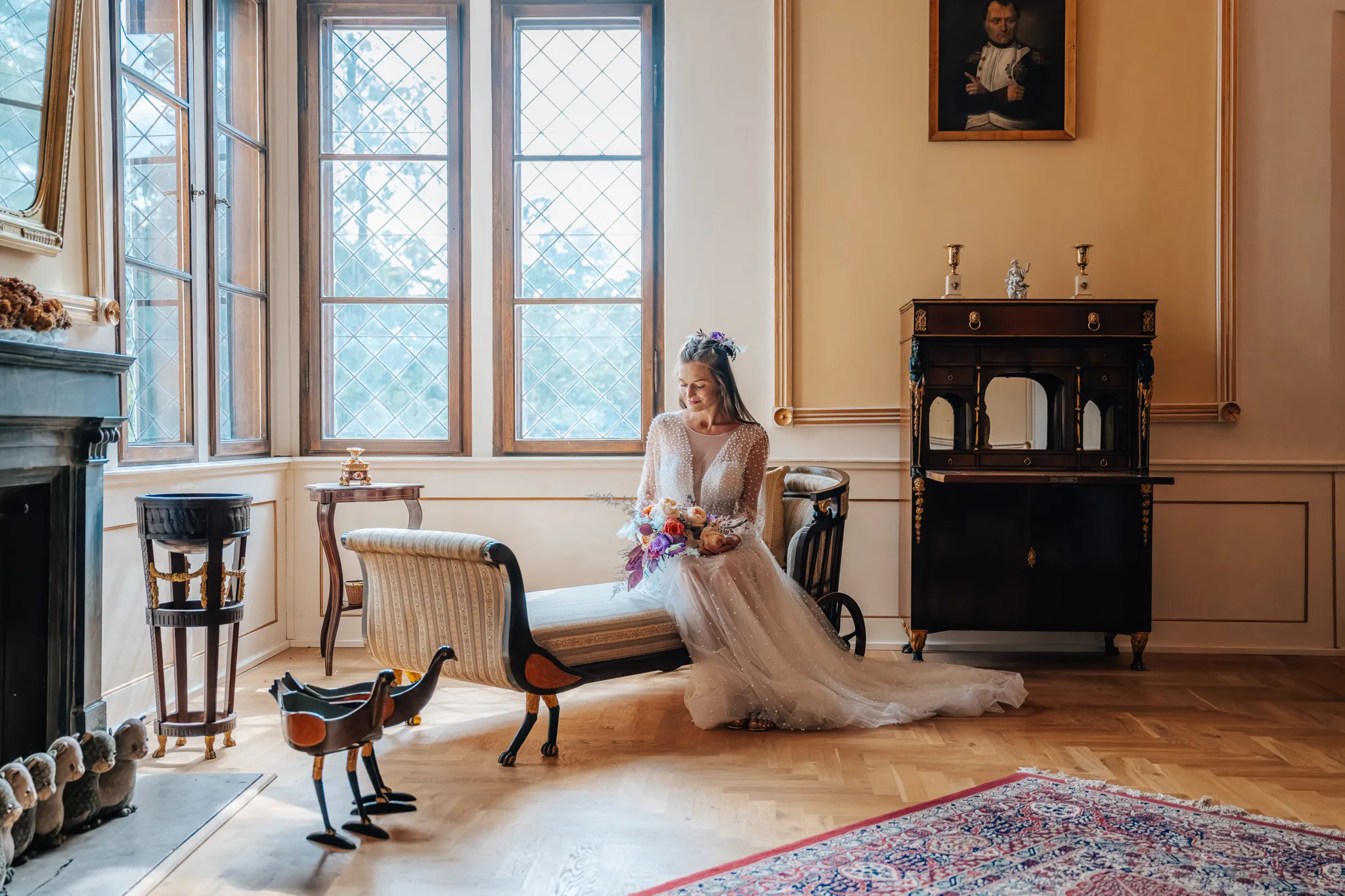 Wedding photography in the castle interiors